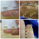 925 Silver Zircon Chain Dangling Earrings