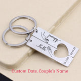 Personalized Couple Keyrings Name Date Keychain Gift