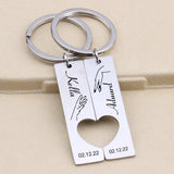 Personalized Couple Keyrings Name Date Keychain Gift