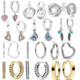 925 Silver Heart Earring Sparkling Butterfly Hoop DIY Women Gift