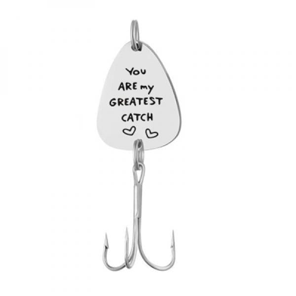 Engrave Guitar Pick Fishing Hook Keyring Dad Hook Keychain Father Grandpa