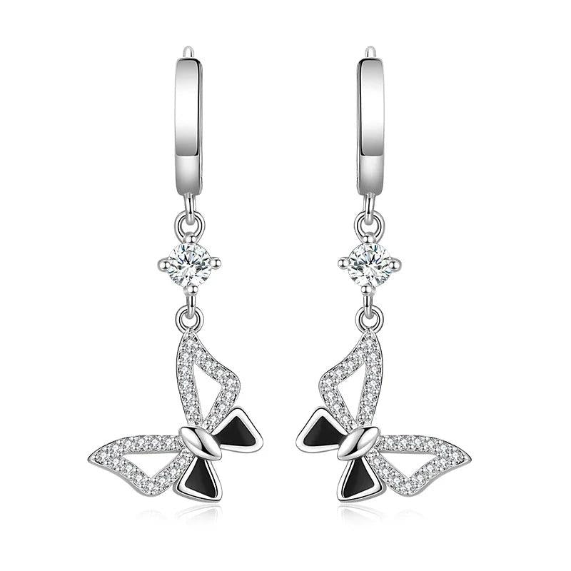 Butterfly Earrings Charm 925 Silver Party Jewelry