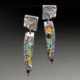 Vintage Tribal Spiral Dangle Earrings for Women Metal Geometry Twist Bronze