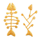 Creative Fish Bone Asymmetric Earrings