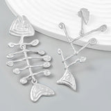 Creative Fish Bone Asymmetric Earrings