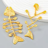 Creative Fish Bone Asymmetric Earrings
