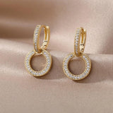 Stainless Steel Love Heart Earrings Women Eye Cz Crystal Round Drop Earrings