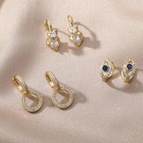 Stainless Steel Love Heart Earrings Women Eye Cz Crystal Round Drop Earrings