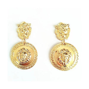 Women Lion Head Drop Earrings Retro Alloy Jewelry