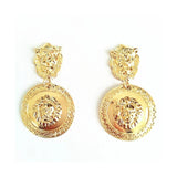 Women Lion Head Drop Earrings Retro Alloy Jewelry