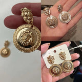 Women Lion Head Drop Earrings Retro Alloy Jewelry