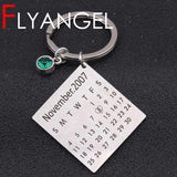 12 Birthstone Calendar Keychain Key Holder Birthday Keyring Lover Special Data