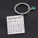 12 Birthstone Calendar Keychain Key Holder Birthday Keyring Lover Special Data