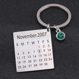 12 Birthstone Calendar Keychain Key Holder Birthday Keyring Lover Special Data