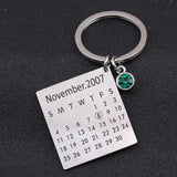 12 Birthstone Calendar Keychain Key Holder Birthday Keyring Lover Special Data
