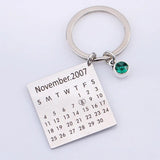 12 Birthstone Calendar Keychain Key Holder Birthday Keyring Lover Special Data