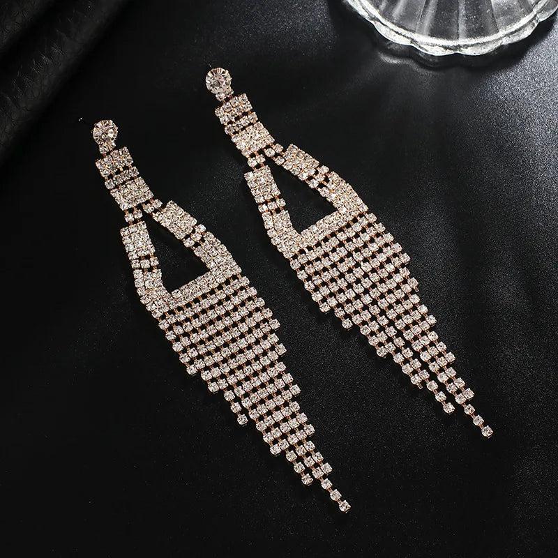 Rhinestone Alphabet Initial Letter A Drop Dangle Earrings Crystal Tassl Earrings