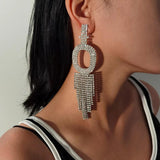 Rhinestone Alphabet Initial Letter A Drop Dangle Earrings Crystal Tassl Earrings