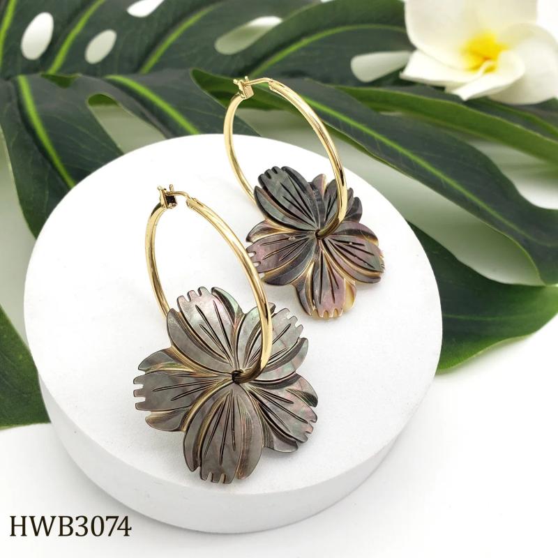 Hawaiian Mother of Pearl Monstera Leaf Earrings