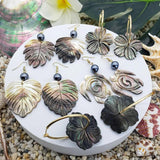 Hawaiian Mother of Pearl Monstera Leaf Earrings
