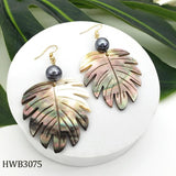 Hawaiian Mother of Pearl Monstera Leaf Earrings