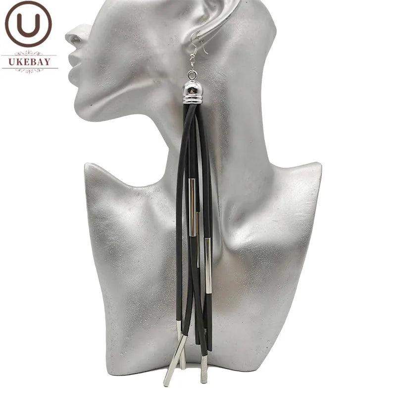 Rubber Long Drop Statement Earrings for Party