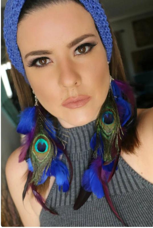 Peacock Feather Earrings - Eye Jewellery Birds Dangle Evil Eye Amulets