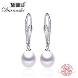 925 Silver Zircon Dangle Earrings w/ Freshwater Pearl