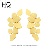 HUANZHI Irregular Flowers Copper Earrings Exaggeration Drop Dangle