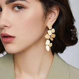 HUANZHI Irregular Flowers Copper Earrings Exaggeration Drop Dangle