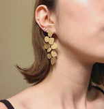 HUANZHI Irregular Flowers Copper Earrings Exaggeration Drop Dangle
