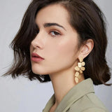 HUANZHI Irregular Flowers Copper Earrings Exaggeration Drop Dangle