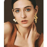 HUANZHI Irregular Flowers Copper Earrings Exaggeration Drop Dangle