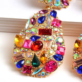 Colorful Crystals Drop Earrings Jewelry for Women Rhinestone Pendientes Bijoux
