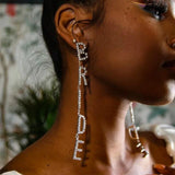 Rhinestone Bride Dangle Earrings Wedding Party Statement Jewelry