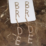 Rhinestone Bride Dangle Earrings Wedding Party Statement Jewelry