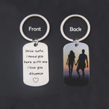 Custom Drive Safe Keychain Personalized Name Photo Double Sided Key Ring for Him