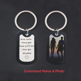 Custom Drive Safe Keychain Personalized Name Photo Double Sided Key Ring for Him