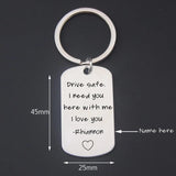 Custom Drive Safe Keychain Personalized Name Photo Double Sided Key Ring for Him
