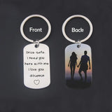 Custom Drive Safe Keychain Personalized Name Photo Double Sided Key Ring for Him