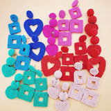 Bohemia Acrylic Beaded Dangle Drop Earrings Heart Geometric Jewelry