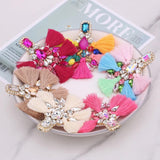 Boho Rhinestone Tassel Drop Earrings for Women Wedding Jewelry