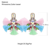 Boho Rhinestone Tassel Drop Earrings for Women Wedding Jewelry