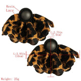 Resin Lace Leopard Flowers Earrings - Sexy Rhinestone Drop Earrings