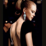 Silver Plated Crystal Dangle Tassel Earrings for Women