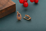 Purple Zircon Women Feather 585 Rose Earrings
