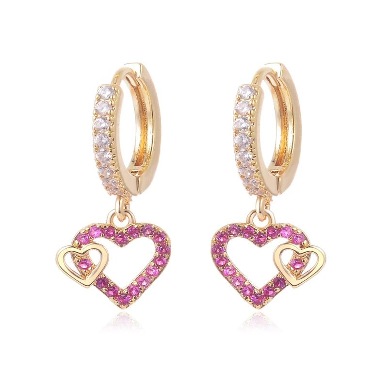Cubic Zirconia Heart Earrings for Girls