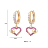 Cubic Zirconia Heart Earrings for Girls