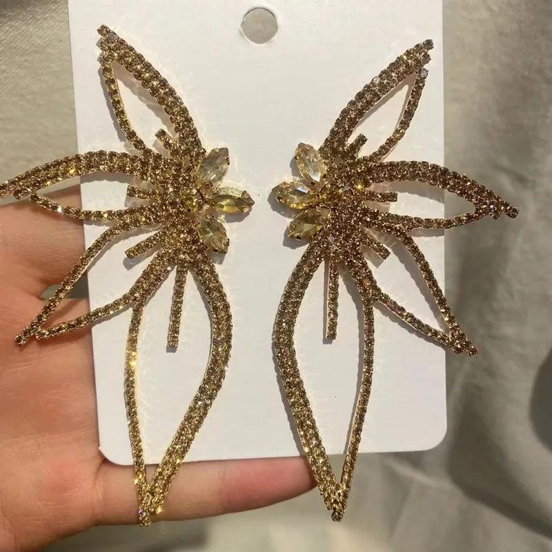 Summer Rhinestone Butterfly Dangle Earrings for Women
