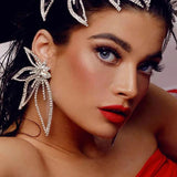 Summer Rhinestone Butterfly Dangle Earrings for Women